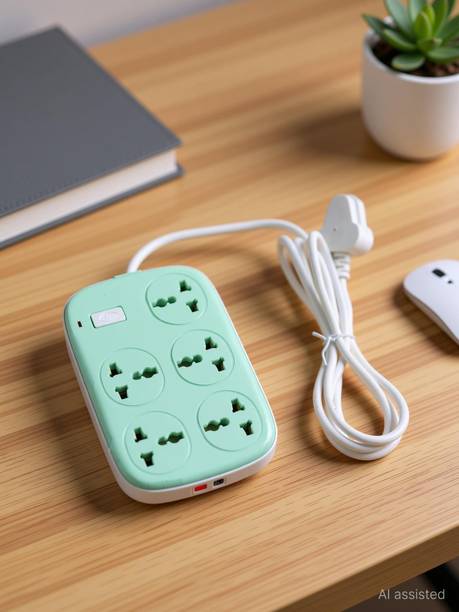 Highglow 5+1 Extension Power Board with 3 Meter Copper Wire 5 Socket Extension Boards
