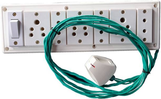 baklum Heavy Duty Extension Board 3 Core 2m 0.75mm Wire 1Switch 6  Socket Extension Boards