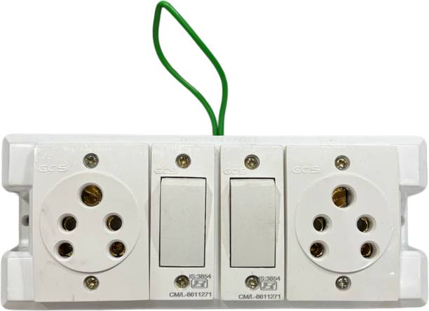 SS TRADER 4 Way Combined Board 2 Socket 2 Switch Full Wire Completely Connection 2  Socket Extension Boards