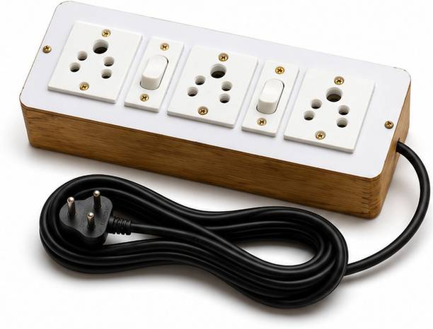 KHOPALA White Single Switch with Universal 5-Pin Electrical Socket Wall Plate 3  Socket Extension Boards