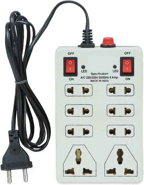 DIGWAY 8 SOCKET 2 SWITCHES EXTENSION CORD/ EXTENSION BOARD -2.0 Meter Cord Length 8  Socket Extension Boards