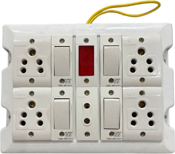 SS TRADER 10 Way Heavy Combined Board With Complete Connection 4 Switch 1 Indicator & 5  Socket Extension Boards