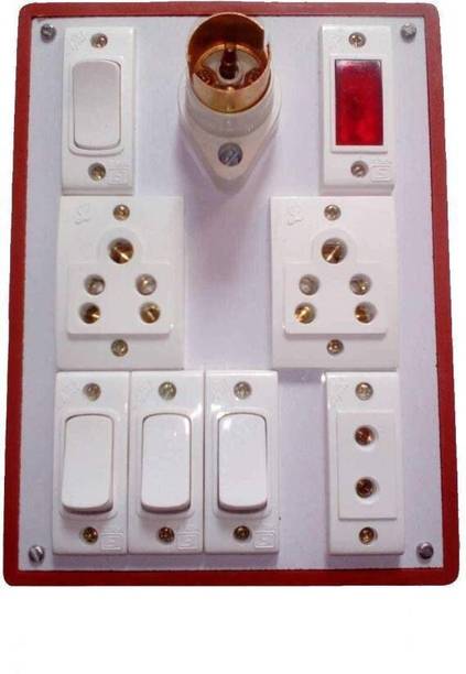 Oymyakon electric Fiber Board with 3 Socket and 4 Switch with Bulb Holder for Commercial and Home Use 210 A Three Pin Socket 3  Socket Extension Boards