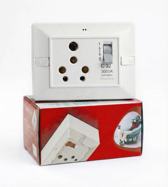 HexaGear High Power MCB Board 32 Amp Fire Resistant for AC and EV Charging, 1 Socket Extension Boards