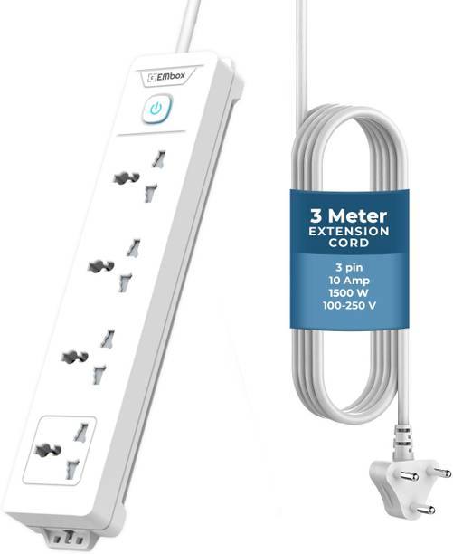 EMBox 10A Extension Board 4way power strip 1500w Universal Sockets With Master Switch 4  Socket Extension Boards