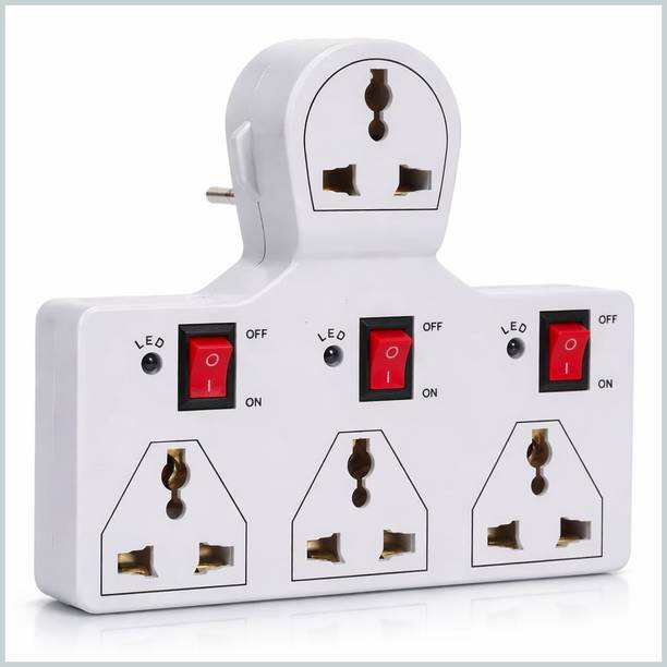 Naosucura Wall Mount Multi Plug Adapter 4 Socket with LED Indicator Power Solution 4  Socket Extension Boards