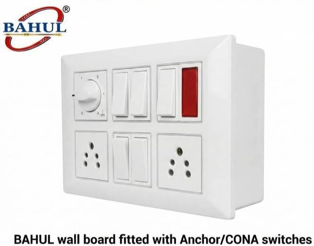 BAHUL 8 Switch with 2 Fan Regulator and 1 x 5A Socket Wall Board 2 Socket Extension Boards