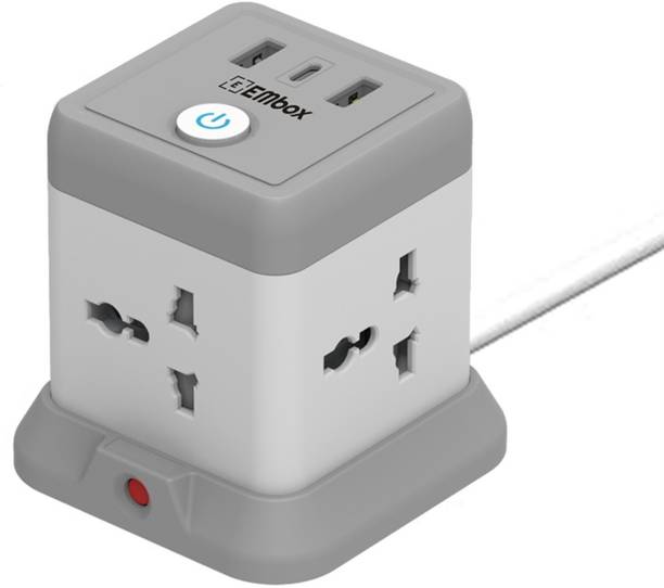 एम्बॉक्स (2 USB type A Slot and 1 USB type C Slot) 4 सॉकेट सर्ज रक्षक