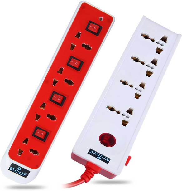 stunzy 4+1 & 4+4 SURGE PROTECTOR/POWER STRIP/EXTENSION CORD/ELECTRIC BOARD (PACK OF 2) 4  Socket Extension Boards