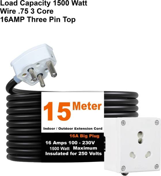 JELECTRICALS Single Power Socket 16 AMP With 15 Meter 1  Socket Extension Boards