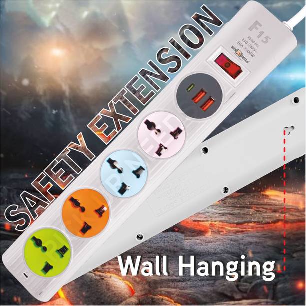 Daily Needs Shop Extension Cord/Multiple Switch Board 10A Dual USB 1 Type C Port 2500W 4  Socket Extension Boards