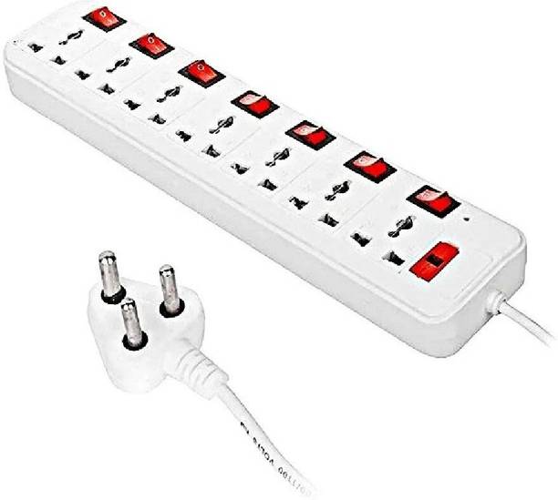 GLUCKLICH New Ext-7+7, Extension Board power up 6amp, 3mtr long wire and, 7 switch 7  Socket Extension Boards
