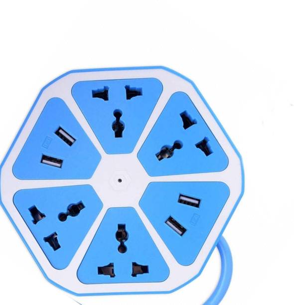 king shine New Extension Board 4 USB Ports 1.3 M Cable Adapter Multi Switched Socket Hexagon Charging Station EU Plug 4 Sockets + 4 USB Ports Multi Plug Use for Home/Office 4 Socket Extension Boards 6  Socket Extension Boards