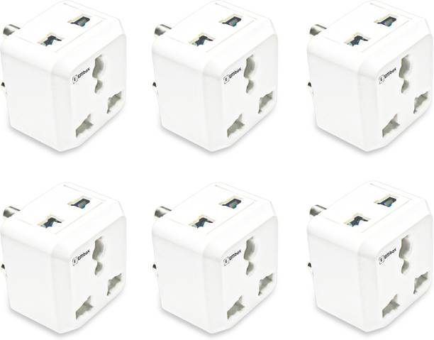 EMBox 2 Pin Multi Plug Socket Pack of 6 Type D for Computer Laptop Phone Camera 6A 2  Socket Extension Boards