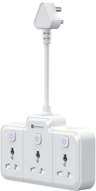 Portronics Power Plate Nano, 3-in-1 Power Extender with Individual Switches & Flexible Cord 3  Socket Extension Boards