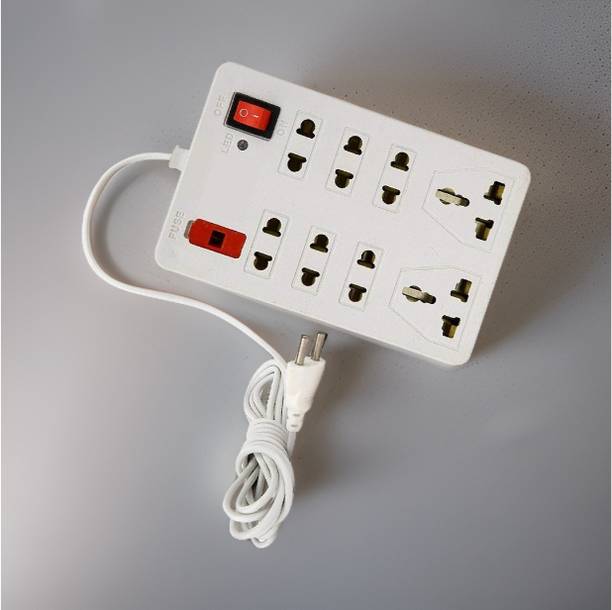 TOOLART 8 Socket Extension Board with Seperate 1 Switches, Max Current 6A 8 SocketZR 8  Socket Extension Boards