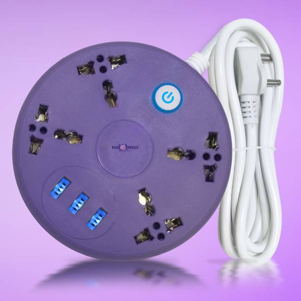 Daily Needs Shop Heavy Duty 4 Electrical Socket+3 USB Extension Board For Multiple Uses 10 A Five Pin Socket