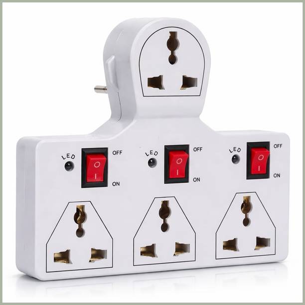 Naosucura 4 Socket Multi Plug Adapter with LED Switch Wall Mount Safe Power Board 4  Socket Extension Boards