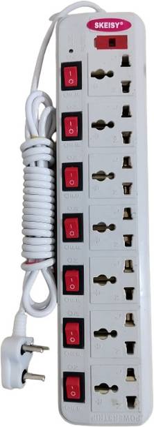 स्कीसी BOARD 7 SOCKET AND 7 SWITCH AND LED INDICATOR AND 6AMP POWER 7 सॉकेट सर्ज रक्षक