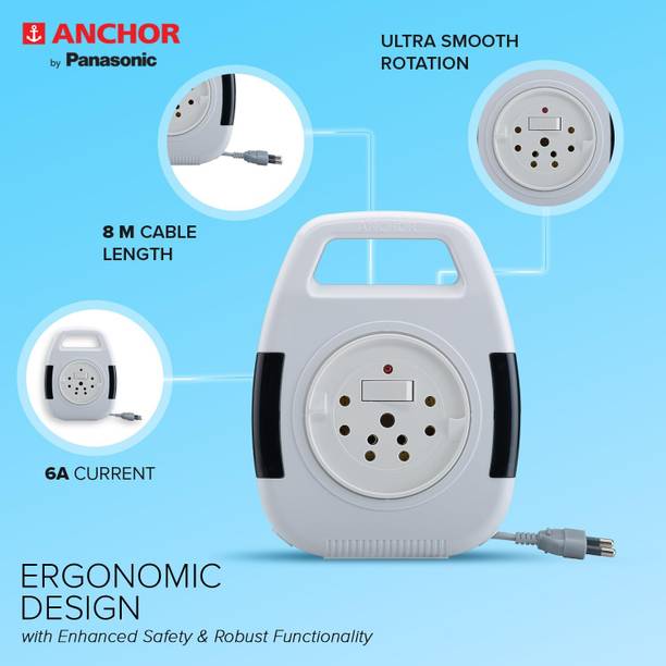 अंचोर Cherry 3 Socket + 1 Switch 6A ! Spike Guard ! 5219 [ 8m Wire ] 3 सॉकेट सर्ज रक्षक