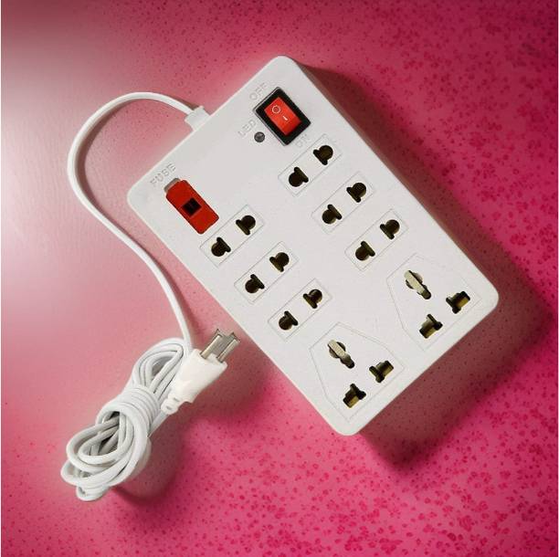 DM OVERSEASE 8 Socket Extension Board with Seperate 1 Switches, Max Current 6A 8 SocketHA 8 Socket Extension Boards