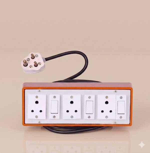 OCKNIC Extension Board Heavy Duty Cable 3 Meter Wire with 3-Socket Power 3 swich 3  Socket Extension Boards