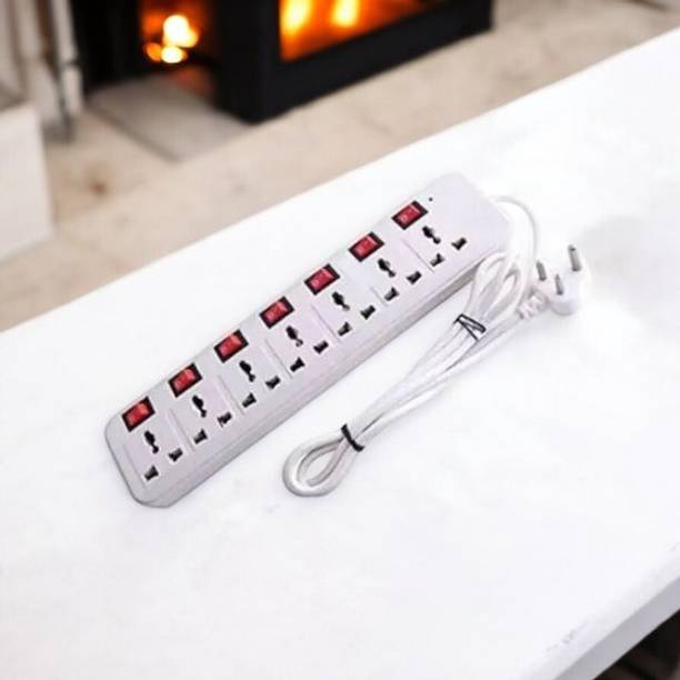 D-DEVOX 7 shoket plus 7 Switch 6AMP Capacity(White) 7 Socket Extension Boards 7  Socket Extension Boards