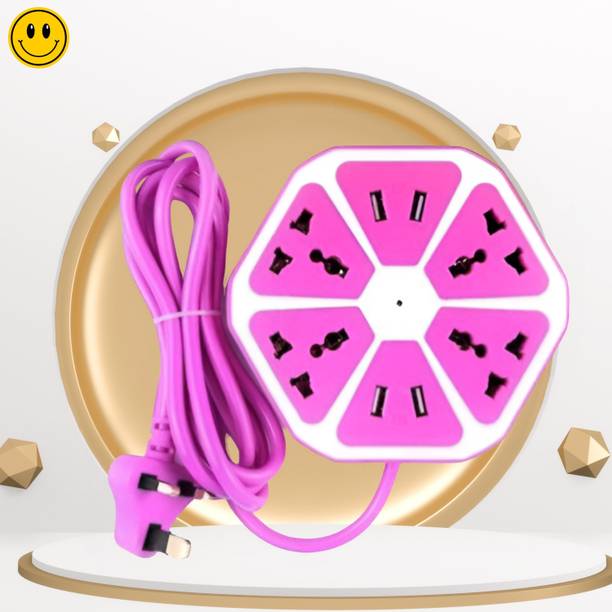 FRONY Hexagon Extension socket with 5 Meter Cable & 4 usb ports Charging, 4 SocketB98 4  Socket Extension Boards