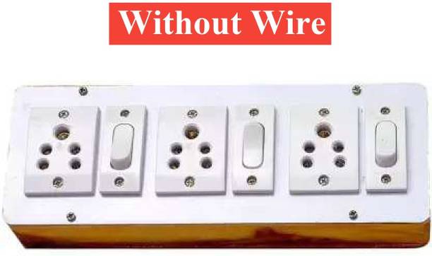 SUKANTA Wooden Extension Board with 3 Socket + 3 switch without Wire - 3  Socket Extension Boards