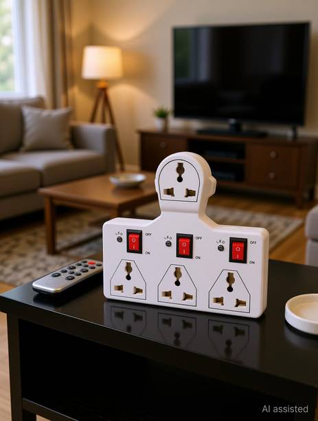 DIGWAY 4 UNIVERSAL SOCKETS 3 SWITCHS MULTI PLUG EXTENSION BOARD(PACK of 2) 6 A Three Pin Socket