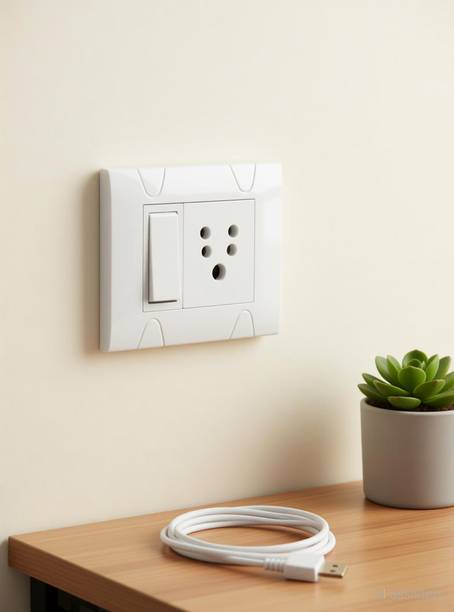 DHAKAD Electric Extension Board (1 Switches,1 Sockets) 5Ampere 1 Socket MODULAR Extension Boards (White) 1 Socket Extension Boards