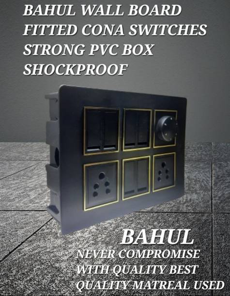BAHUL Modular Wall Switch Board Pre Wired PVC Plate with Socket Regulator 2  Socket Extension Boards