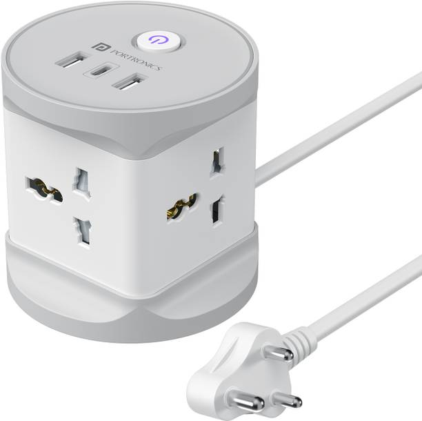 Portronics Power Plate 9 Pro,2500W 7-in-1 Charging Station,Universal Sockets,USB-A & Type-C 4  Socket Extension Boards