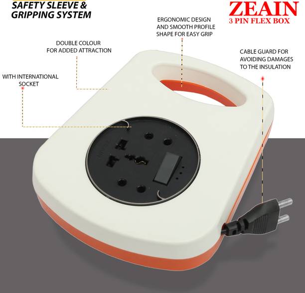 ZEAIN Master Unity Flex Box 3+1 with Master Switch, Indicator & International Sockets. 3  Socket Extension Boards