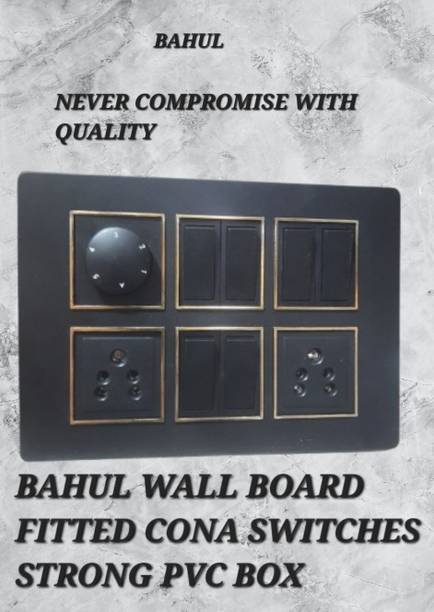 BAHUL Modular Wall Switch Board Pre Wired PVC Plate with Socket Regulator 2  Socket Extension Boards