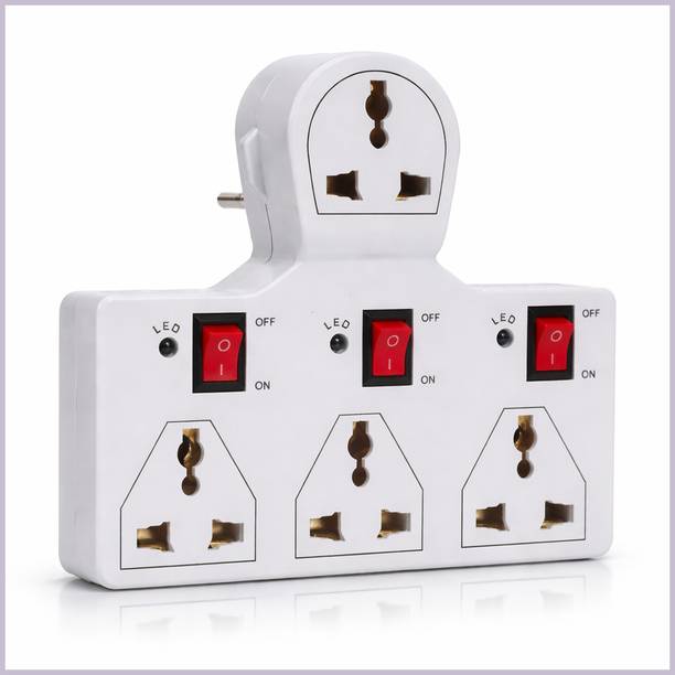 Naosucura Wall Mount Multi Plug Adapter 4 Socket with LED Switch Safe Power Solution 4  Socket Extension Boards
