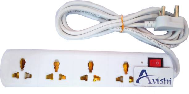 Avishi Extension Cord | Surge Protector with 4m long wire and Universal Socket Design 4  Socket Extension Boards