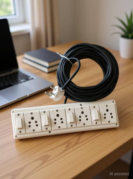 Smartelectric Lenthy bord 4 switch 4 shocket with 4 Miter wire 4  Socket Extensi