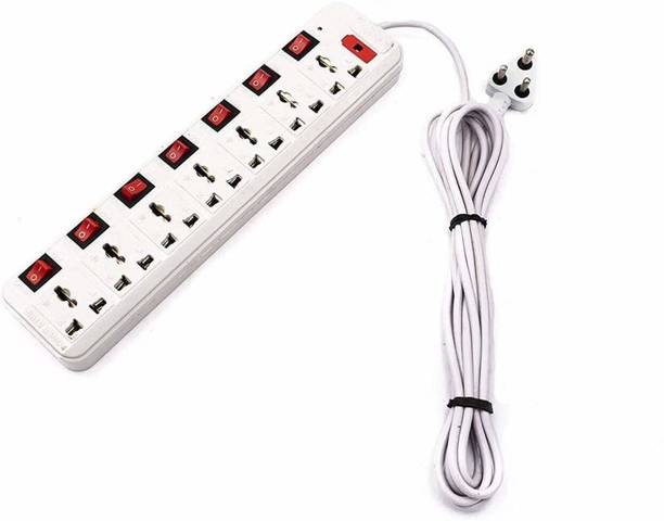 D-DEVOX SB-7+7 Universal Sockets Strip, LED Indicator & 3 Meter 6 AMP 7 Socket 7 Socket Extension Boards