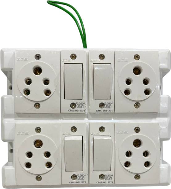 SS TRADER 8 Way Combined Board 4 Socket 4 Switch Full Wire Completely Connection 4  Socket Extension Boards