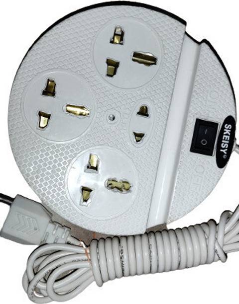 GLUCKLICH ext 4+1 rounded extension cord and 4 long wire and 6 amp power up tp 240v 4  Socket Extension Boards