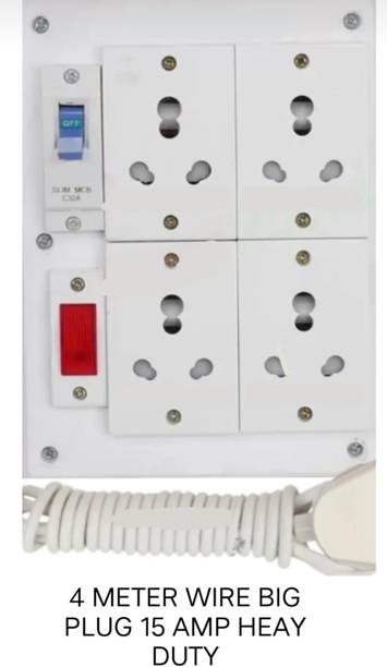 BAHUL 4 meter long wire extension with big plug with MCB BRANDED COMPONENTS. 4  Socket Extension Boards