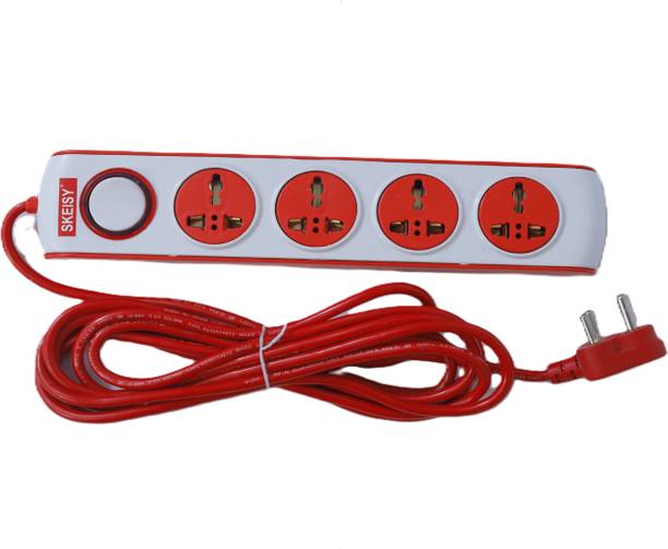 Skeisy NEW-401-SURGE PROTECTOR BOARD POWER UP 10AMP, 2.5 MTR WIRE MULTISOCKET BOARD 4  Socket Extension Boards