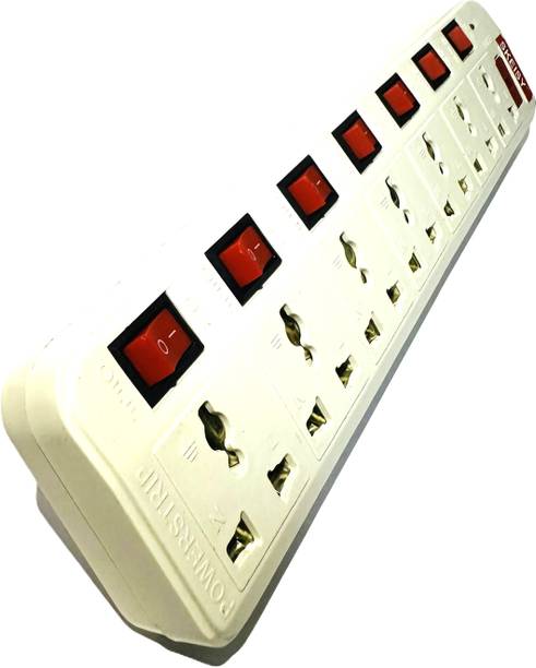 Skeisy NEW ELECTRONIC 7 SOCKET PLUS 7 SWITCH BOARD POWER UP 6AMP AND OVERLOAD FUSE RED 7  Socket Extension Boards