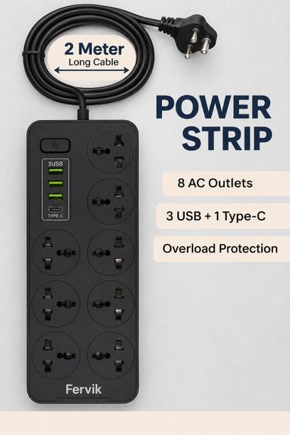 FERVIK Power Plate 2500W 4+8 Socket Extension Boards 8  Socket Extension Boards