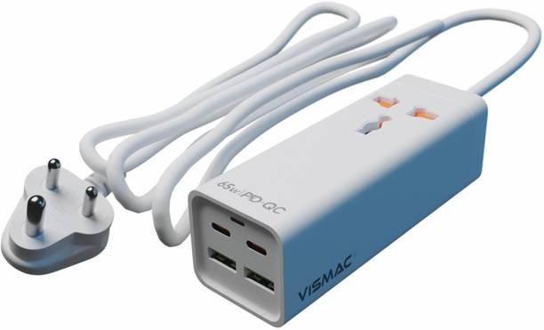 vismac Power Extension Board 5-in-1 Power Strip Dual Type C Ports, AC Power Socket 5  Socket Extension Boards