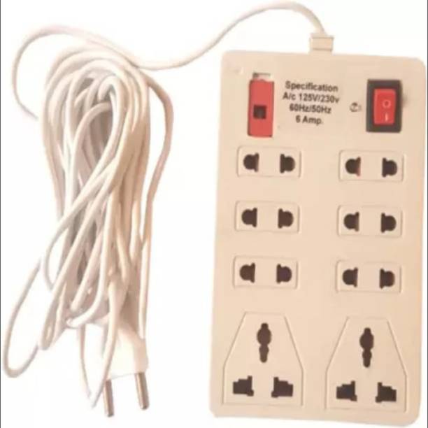 TESLEY CB_15451_6 Two Pin Socket + 2 Three Pin Socket Surge Protector 8 Socket 8  Socket Extension Boards