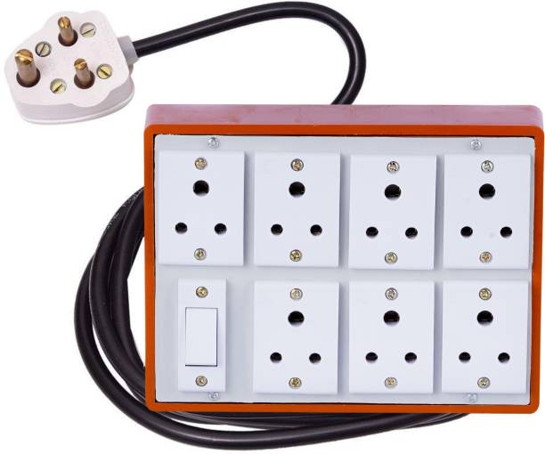 JELECTRICALS Brown (7+1) Heavy Duty Extension Board 6A 1 Anchor Switch & 8 Meter Copper Wire 7  Socket Extension Boards