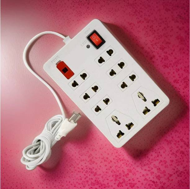 GLUCKLICH 8 Socket Extension Board with Seperate 1 Switches, Max Current 6A 8 SocketHA 8  Socket Extension Boards