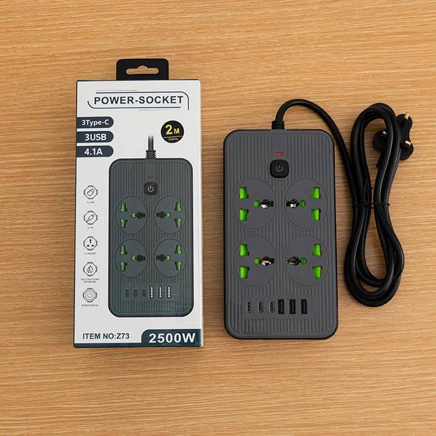Woomzy Plug Extension Cord Mini Strip Power3 USB 3 USB C Ports Protector Electric Board 4  Socket Extension Boards
